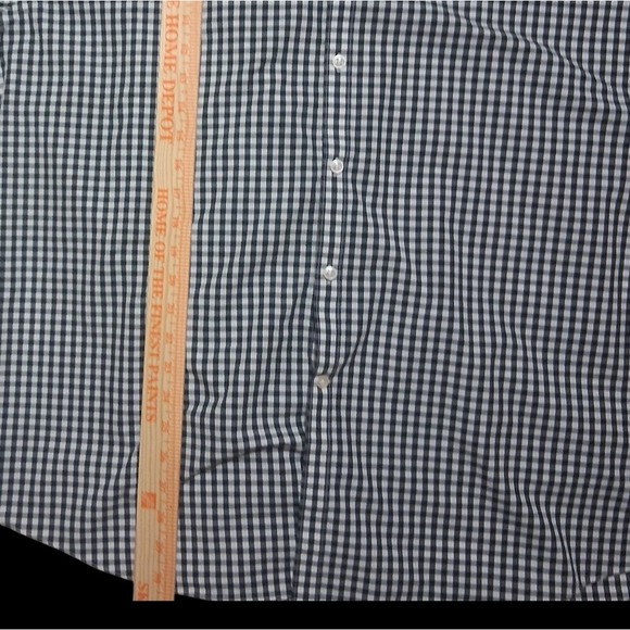 Men's Michael Kors Sz. 18 1/2, 34/35 Midnight Green Long Sleeve Checkered Shirt - Picture 5 of 10